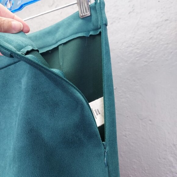 Anthropologie Avec Les Filles Pants Small Arden Slim Faux Suede Green Zip Ankle - Picture 8 of 16